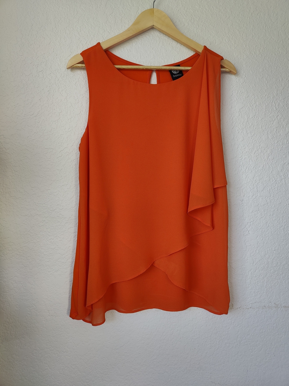 bobeau Asymmetrical Orange Ruffle Hem Sleeveless Dress